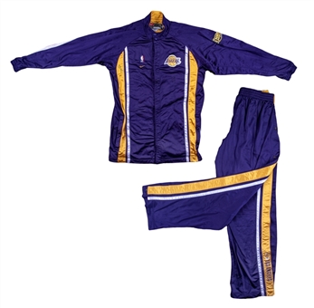 2001 Rick Fox NBA Finals Game Used & Signed Los Angeles Lakers Road Warm Up Suit (Fox LOA)
